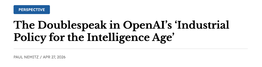 The Doublespeak in OpenAI's Industrial Policy